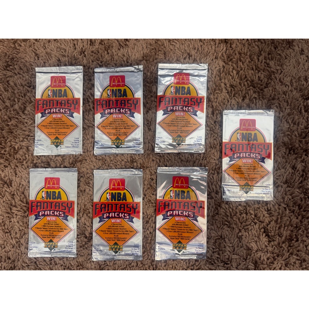 Lot of 7 1993 McDonald's NBA Fantasy Packs Sealed Upper Deck Michael Jordan